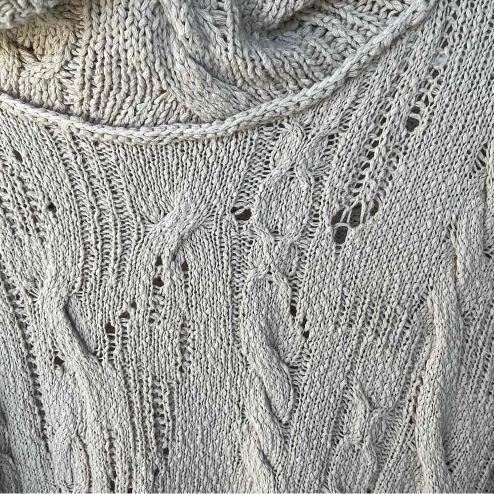 Free People Shades of Dawn Cowl Neck Sweater Beige Oversized Slouchy Size Large - Picture 4 of 8